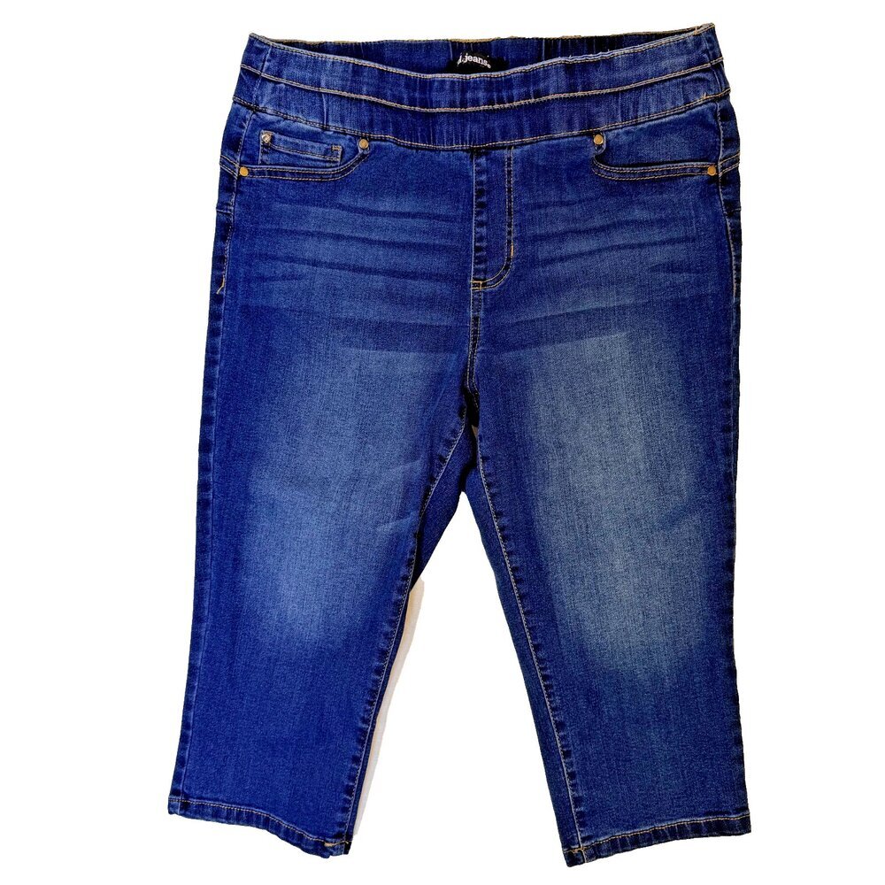 D. Jeans Capri Jeans Womens Size 14 Blue 5-Pocket Knee Length Wide Waist Band